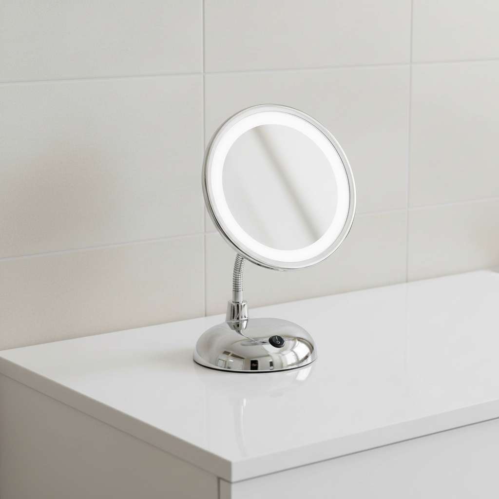 LED cosmetic standing mirror Brolo – Ø 15 By Wenko.de